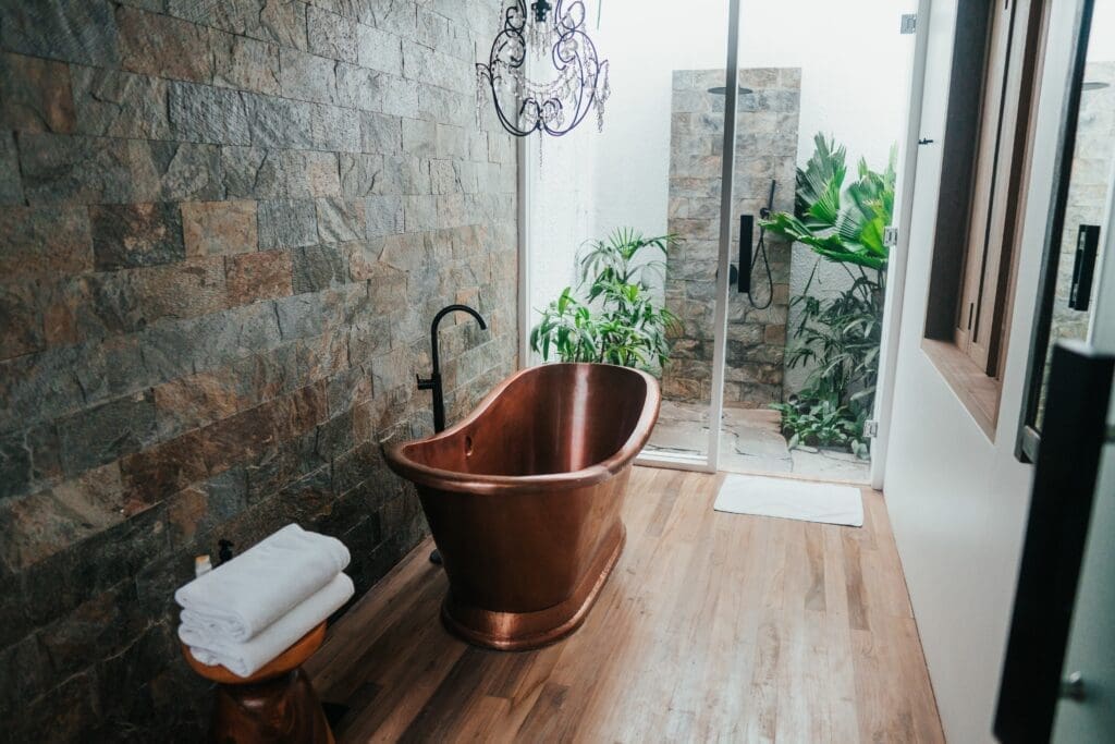 Modern bathroom after remodeling with sleek design and new fixtures